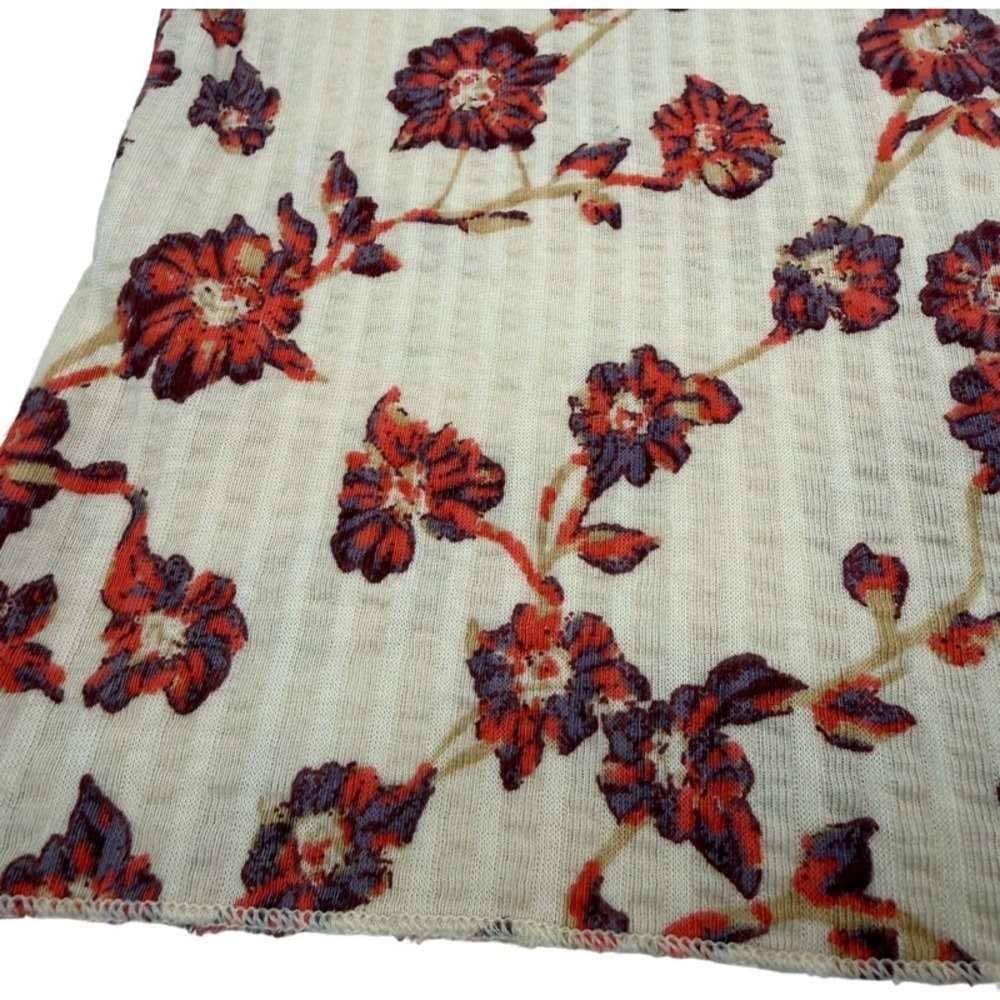 FREE PEOPLE NWOT XS Button Front Top Orange Floral Ribbed Cotton Boho Indie - Picture 13 of 13